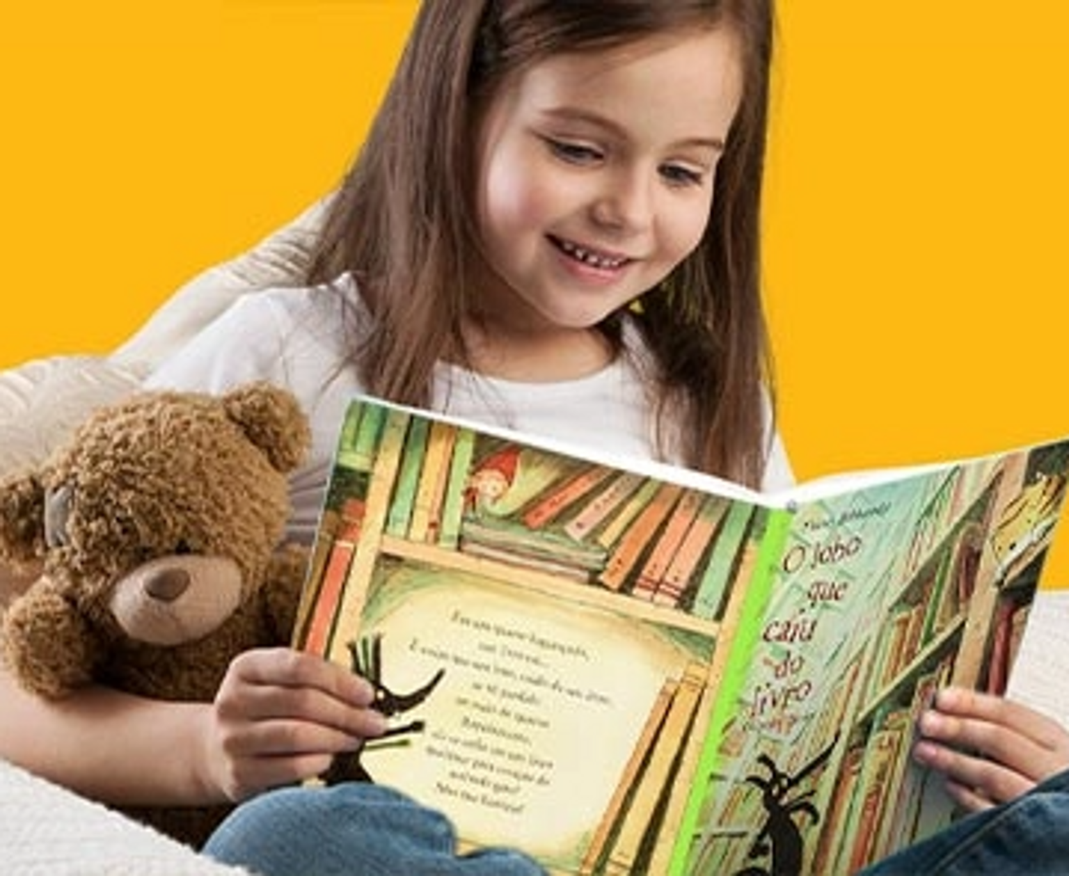 Banner contendo imagem de uma menina lendo um livro